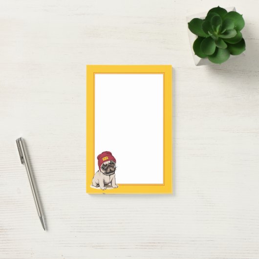 Miniwelpen-Hipster-Mops Post-it Klebezettel (Büro)