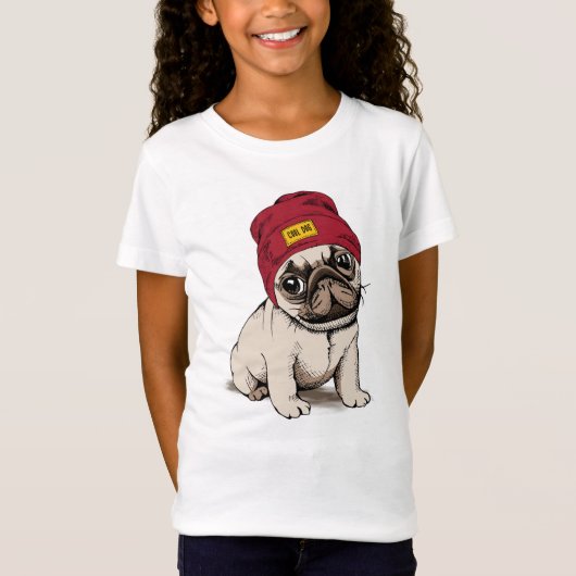 Miniwelpen-Hipster-Mops T-Shirt (Vorderseite)