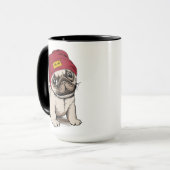 Miniwelpen-Hipster-Mops Tasse (Vorderseite Links)