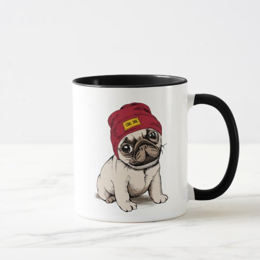 Miniwelpen-Hipster-Mops Tasse (Rechts)
