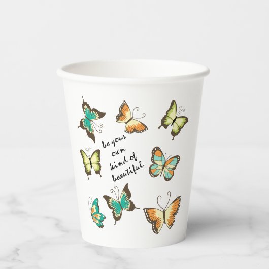 Minke sein deine eigenen schönen Schmetterlinge Pappbecher (Vorderseite)