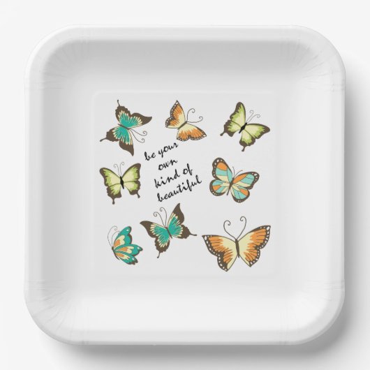 Minke sein deine eigenen schönen Schmetterlinge Pappteller (Vorderseite)