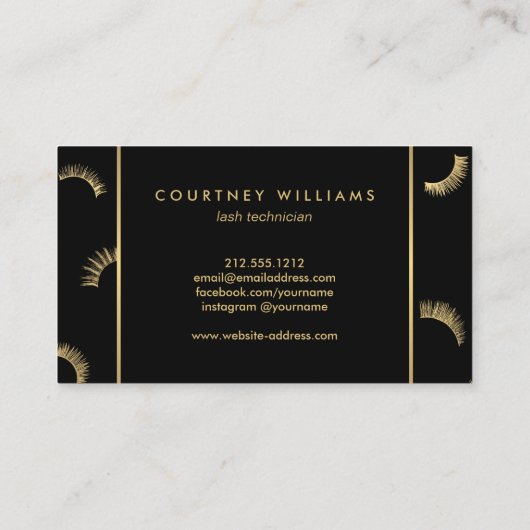 Minkter Text Lashes Muster Weiß/Schwarz Loyalität Treuekarte (Rückseite)