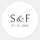 Minmal Elegant Script Monogram Wedding Runder Aufkleber (Vorderseite)