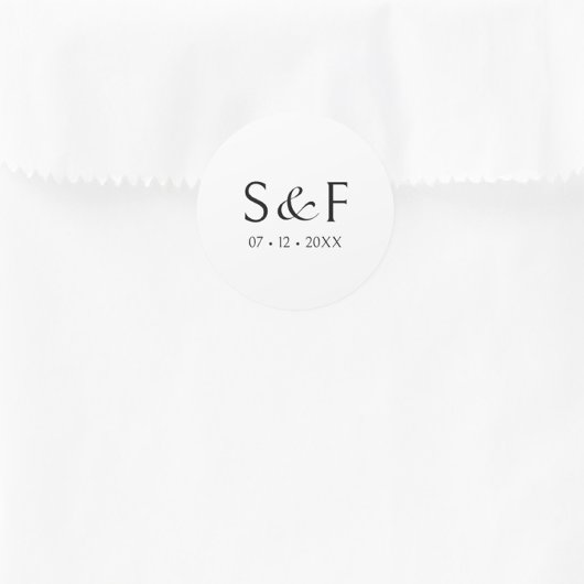 Minmal Elegant Script Monogram Wedding Runder Aufkleber