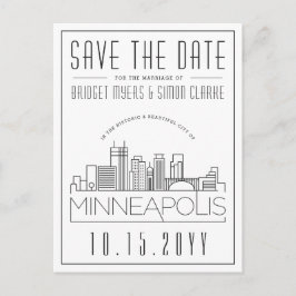 Minneapol-Hochzeit | Stilisierte Skyline Save the  Postkarte