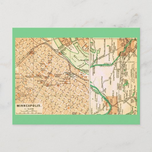 Minneapolis alte Straßengrafik Postkarte (Vorderseite)