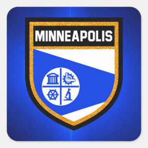 Minneapolis-Flagge Quadratischer Aufkleber