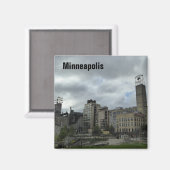 Minneapolis Mill Ruins Park Skyline Foto Magnet (Vorderseite/Rückseite)