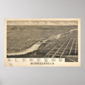 Minneapolis Minnesota 1879 Antique Panoramablick K Poster (Vorne)
