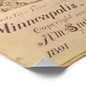 Minneapolis Minnesota 1891 Antique Panoramabalkart Poster (Ecke)