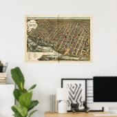 Minneapolis Minnesota 1891 Antique Panoramabalkart Poster (Heimbüro)