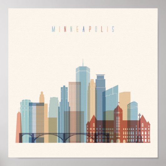 Minneapolis, Minnesota | City Skyline Poster (Vorne)