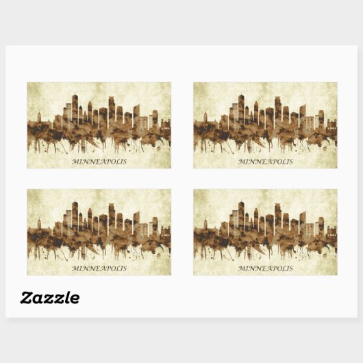 Minneapolis Minnesota Cityscape Rechteckiger Aufkleber (Blatt)