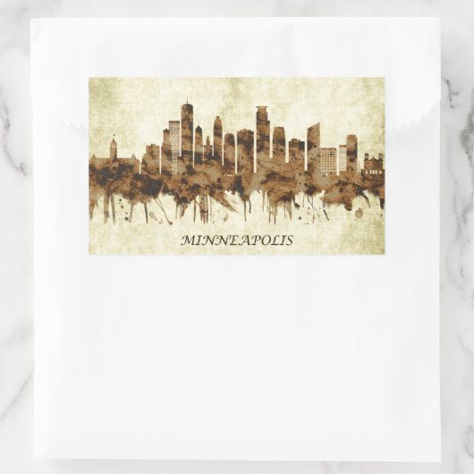 Minneapolis Minnesota Cityscape Rechteckiger Aufkleber (Tasche)