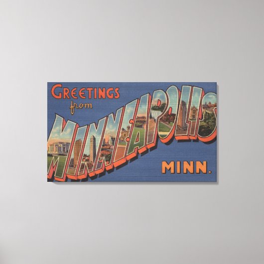 Minneapolis, Minnesota - Große Buchstabenszenen Leinwanddruck (Vorderseite)
