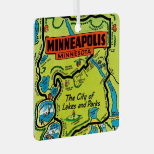Minneapolis Minnesota Karte Metall-Ornament Ornament Aus Metall