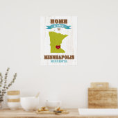 minneapolis, minnesota Map - Zuhause ist, wo Poster (Küche)