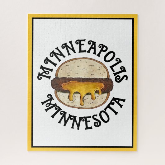 Minneapolis Minnesota MN Juicy Lucy Cheese Burger Puzzle (Vertikal)