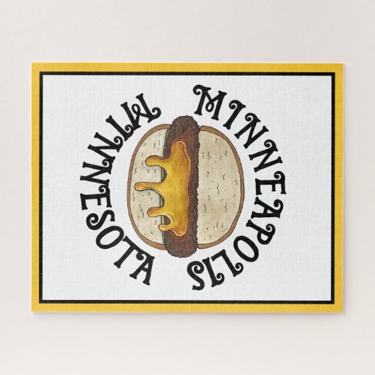Minneapolis Minnesota MN Juicy Lucy Cheese Burger Puzzle (Horizontal)