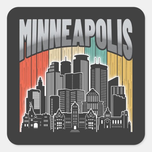 Minneapolis Minnesota Quadratischer Aufkleber (Vorderseite)
