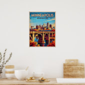 Minneapolis Minnesota Retro Skyline Poster (Küche)