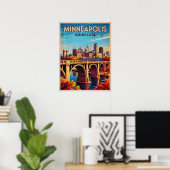 Minneapolis Minnesota Retro Skyline Poster (Heimbüro)