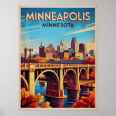 Minneapolis Minnesota Retro Skyline Poster (Vorne)