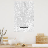 Minneapolis, Minnesota (schwarz auf weiß) Poster (Küche)