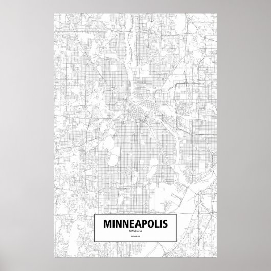 Minneapolis, Minnesota (schwarz auf weiß) Poster (Vorne)