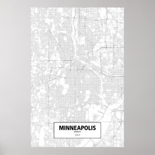 Minneapolis, Minnesota (Schwarzes auf Weiß) Poster