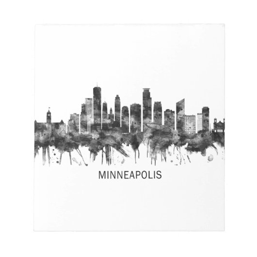 Minneapolis Minnesota Skyline BW Notizblock (Vorderseite)