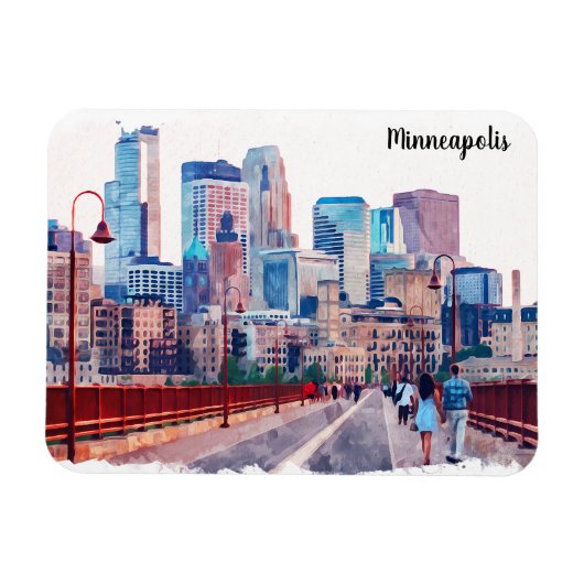 Minneapolis Minnesota Skyline City View Magnet (Horizontal)