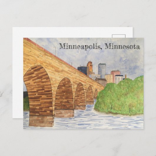 Minneapolis, Minnesota Stone Arch Brich Post Card Postkarte (Vorne/Hinten)
