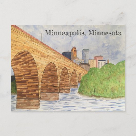 Minneapolis, Minnesota Stone Arch Brich Post Card Postkarte (Vorderseite)
