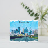 Minneapolis Minnesota Travel Skyline Postkarte (Stehend Vorderseite)