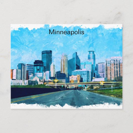 Minneapolis Minnesota Travel Skyline Postkarte (Vorderseite)