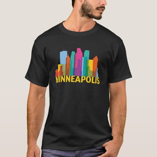 Minneapolis Minnesota USA Skyline Silhouette Outli T-Shirt (Vorderseite)