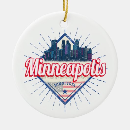 Minneapolis Minnesota USA Skyline Vereinigte Staat Keramik Ornament (Vorne)