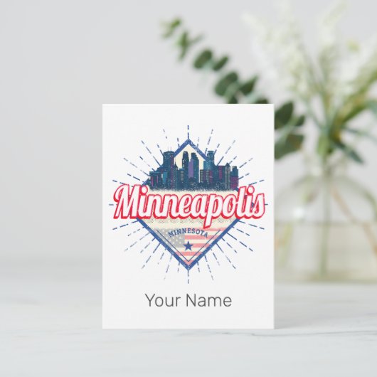 Minneapolis Minnesota USA Skyline Vereinigte Staat Postkarte (Stehend Vorderseite)