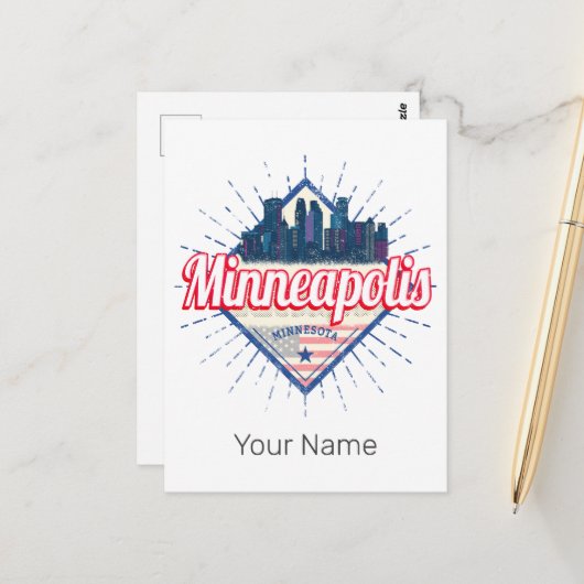 Minneapolis Minnesota USA Skyline Vereinigte Staat Postkarte (Vorderseite/Rückseite Beispiel)