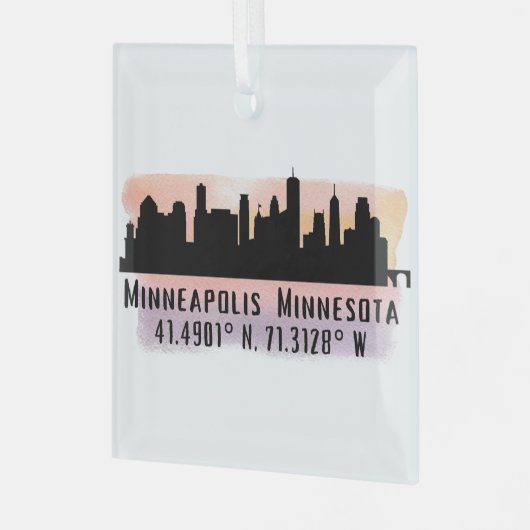 Minneapolis MN City Skyline Glasdekoration Ornament Aus Glas (Vorderseite links)