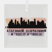 Minneapolis MN City Skyline Glasdekoration Ornament Aus Glas (Rückseite)