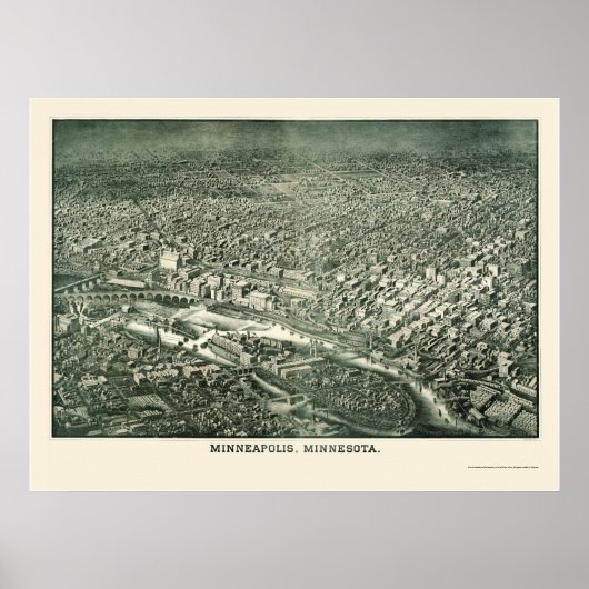 Minneapolis, MN Panoramabalkarte - 1879 Poster (Vorne)