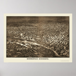 Minneapolis, MN Panoramabalkarte - 1885 Poster