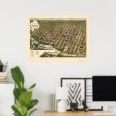 Minneapolis, MN Panoramabalkarte - 1891 Poster (Heimbüro)