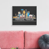 Minneapolis, MN Skyline Canvas Print Leinwanddruck (Insitu (Wohnzimmer))