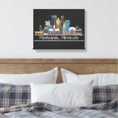 Minneapolis, MN Skyline Canvas Print Leinwanddruck (Insitu (Schlafzimmer))