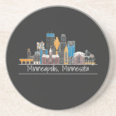 Minneapolis, MN Skyline Coaster Getränkeuntersetzer (Vorne)