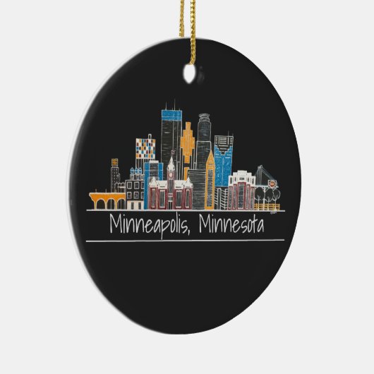 Minneapolis, MN Skyline Keramik Ornament (Rechts)